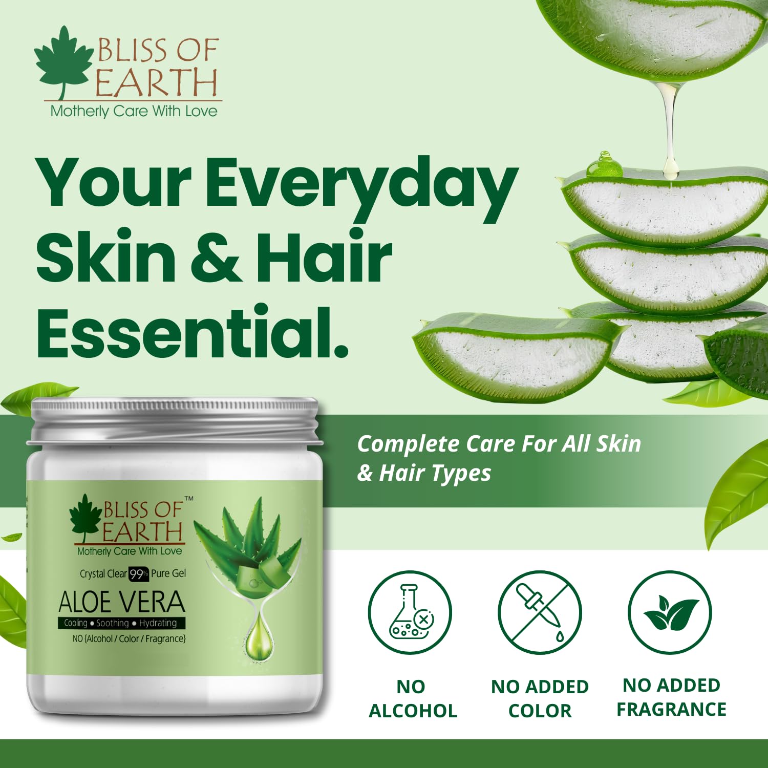 Amazon.com : BLISS OF EARTH Aloe Vera Gel Pure Crystal Clear Best